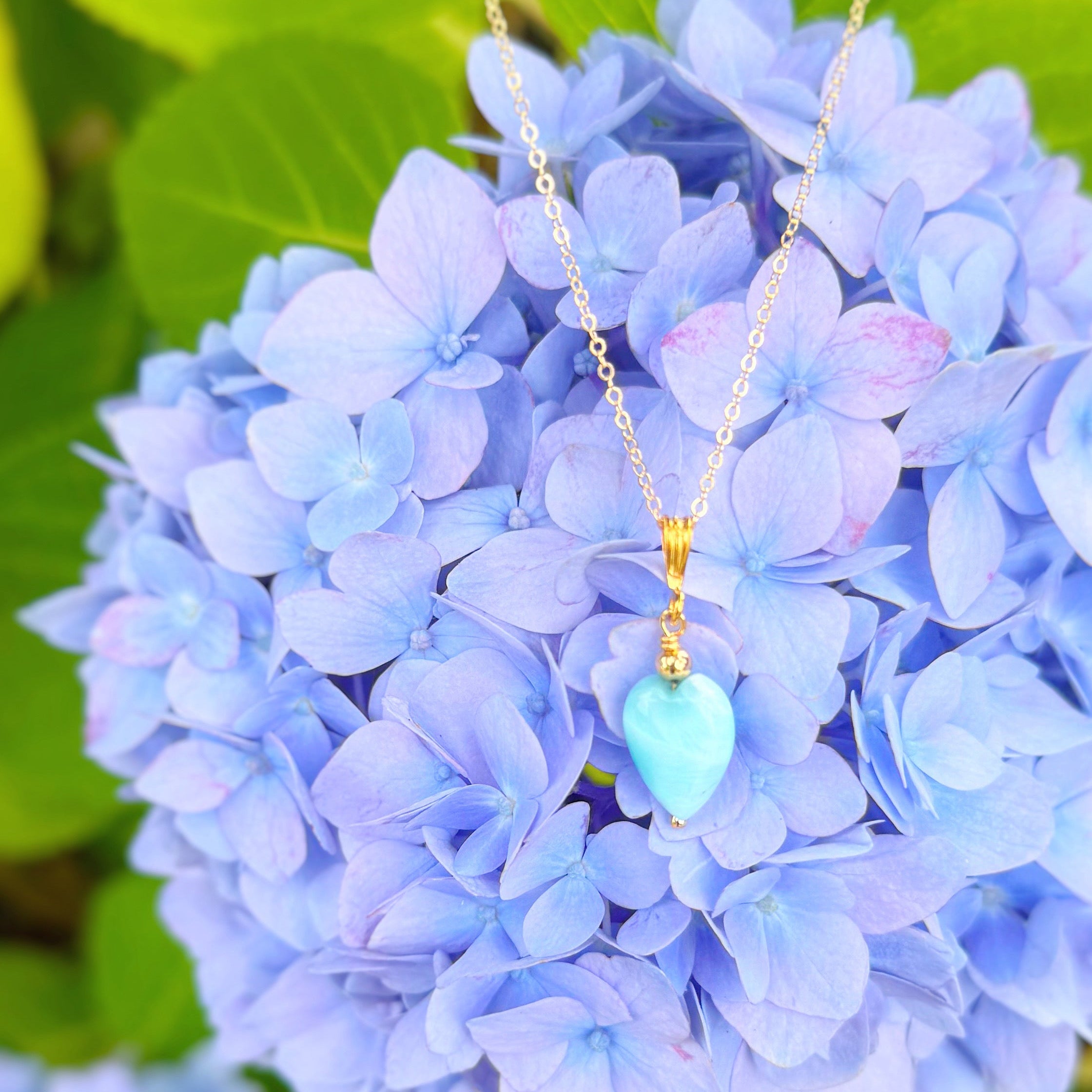 The Ocean Lover Pendant Necklace - 14k gold filled, larimar