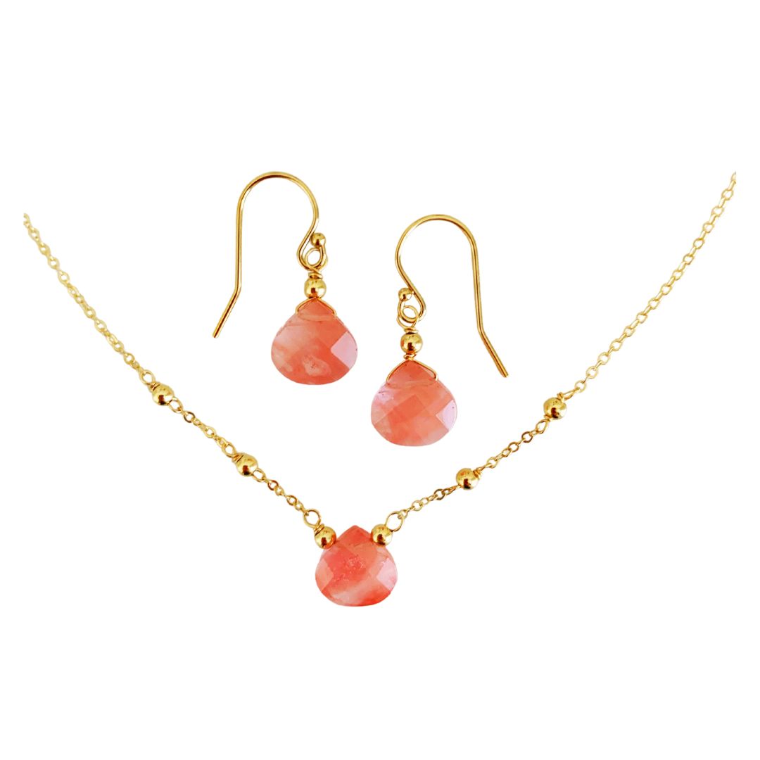 Chatham Earrings and Necklace by Mermaids and Madeleines. This is photographed as a set on a white background