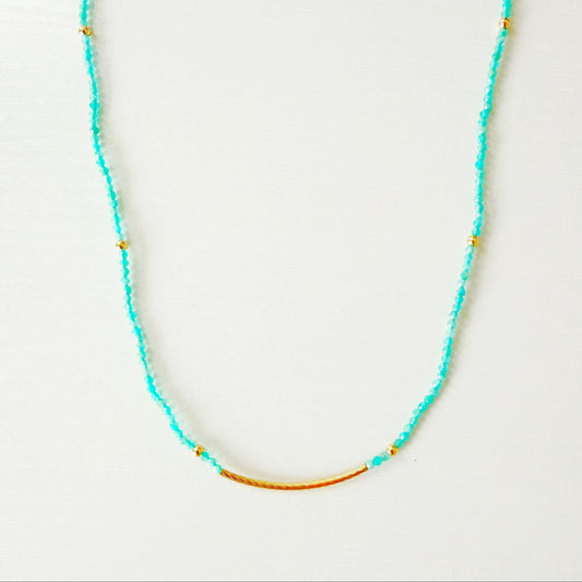 amazonite beaded necklace on a white background